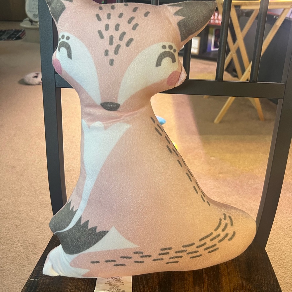 Charming Fox Pillow - Pink and Gray Lush Decor Fox stuffy Preowned